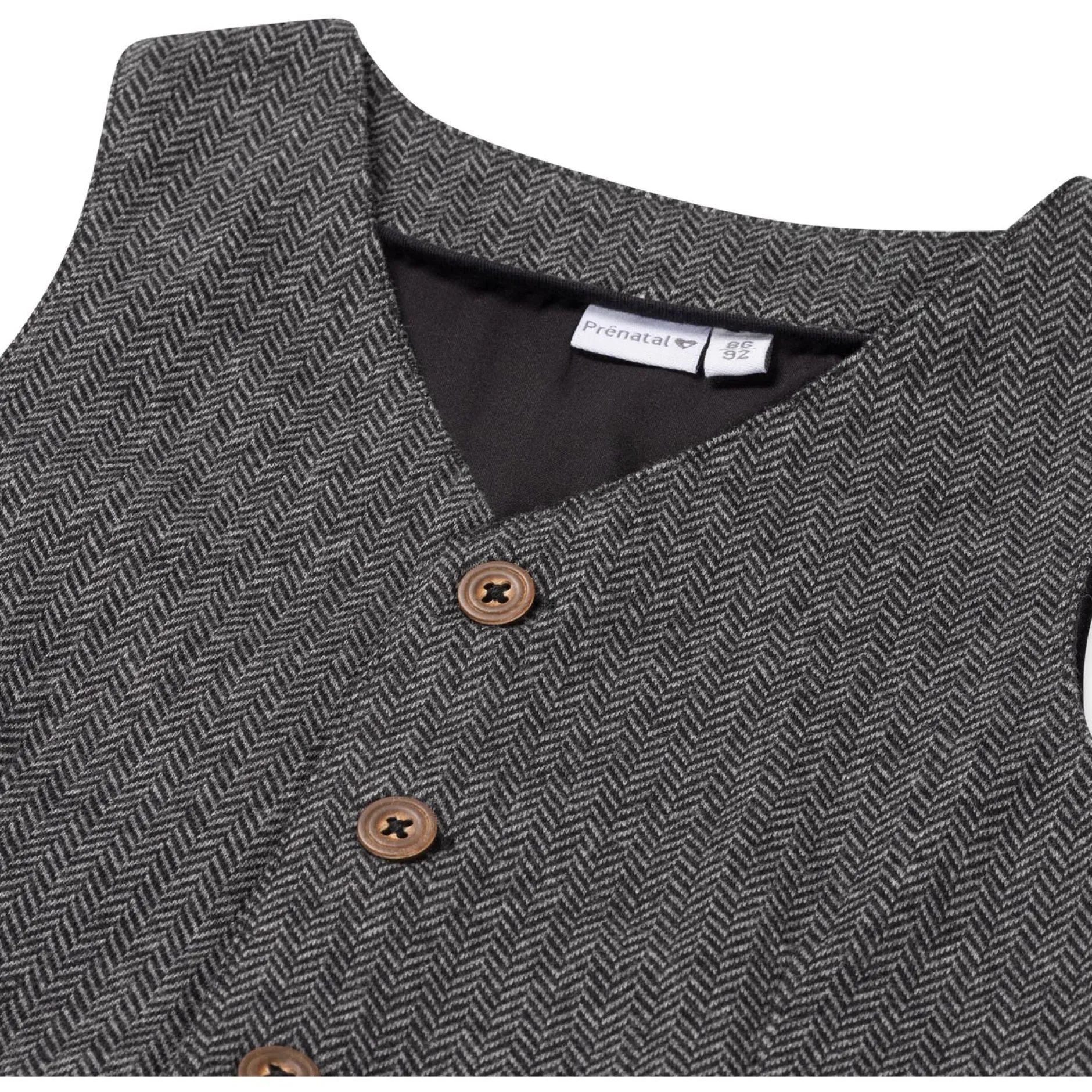 Truien & Vesten|Vesten*Prénatal baby gilet mouwloos all over print grijs Anthra Grey Melange