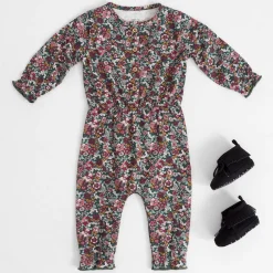 Boxpakjes & Jumpsuits*Prénatal baby jumpsuit lange mouwen bloemen multi Dark Bottle Green