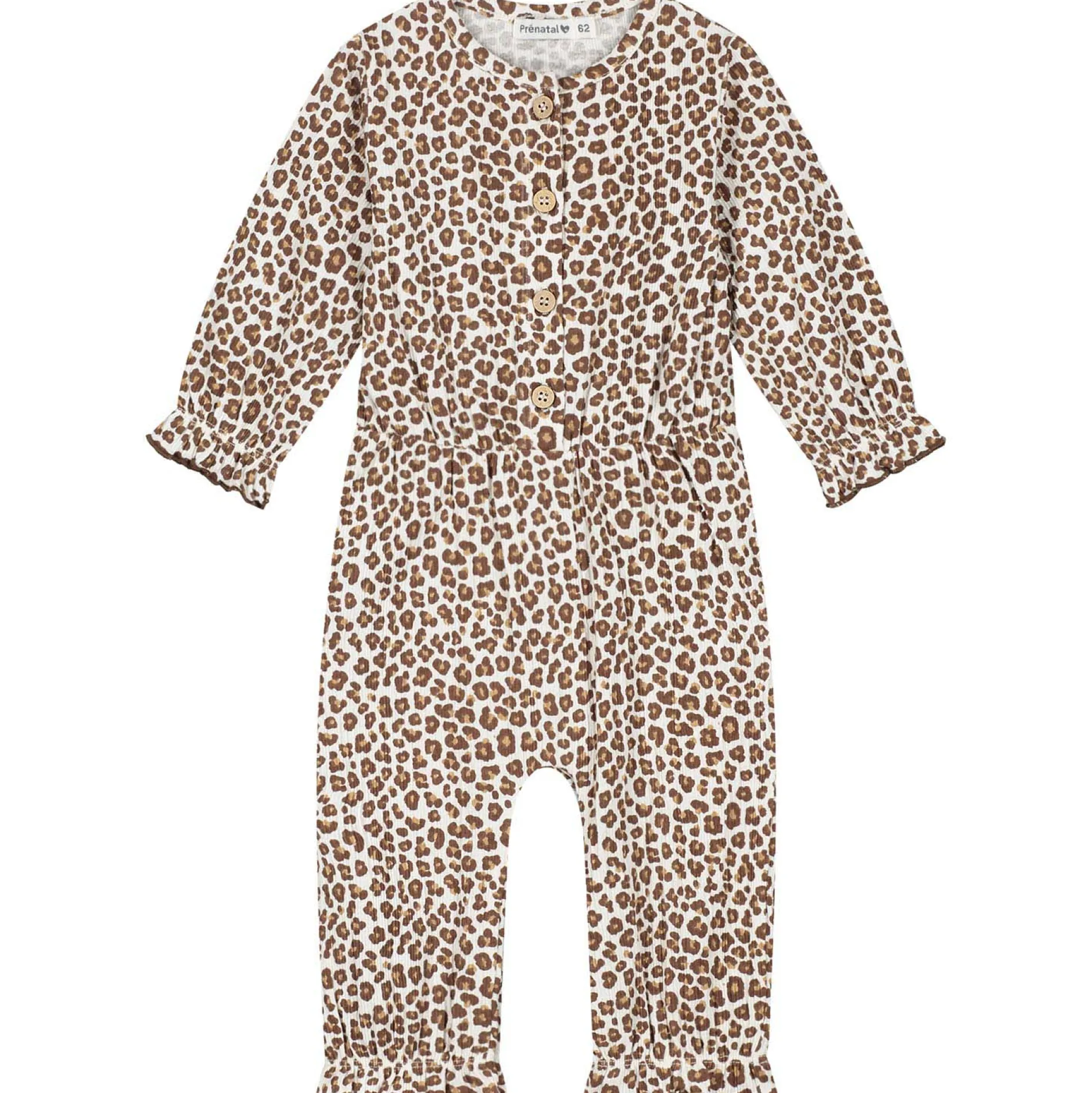 Boxpakjes & Jumpsuits*Prénatal baby jumpsuit lange mouwen panterprint beige Dark Off-White