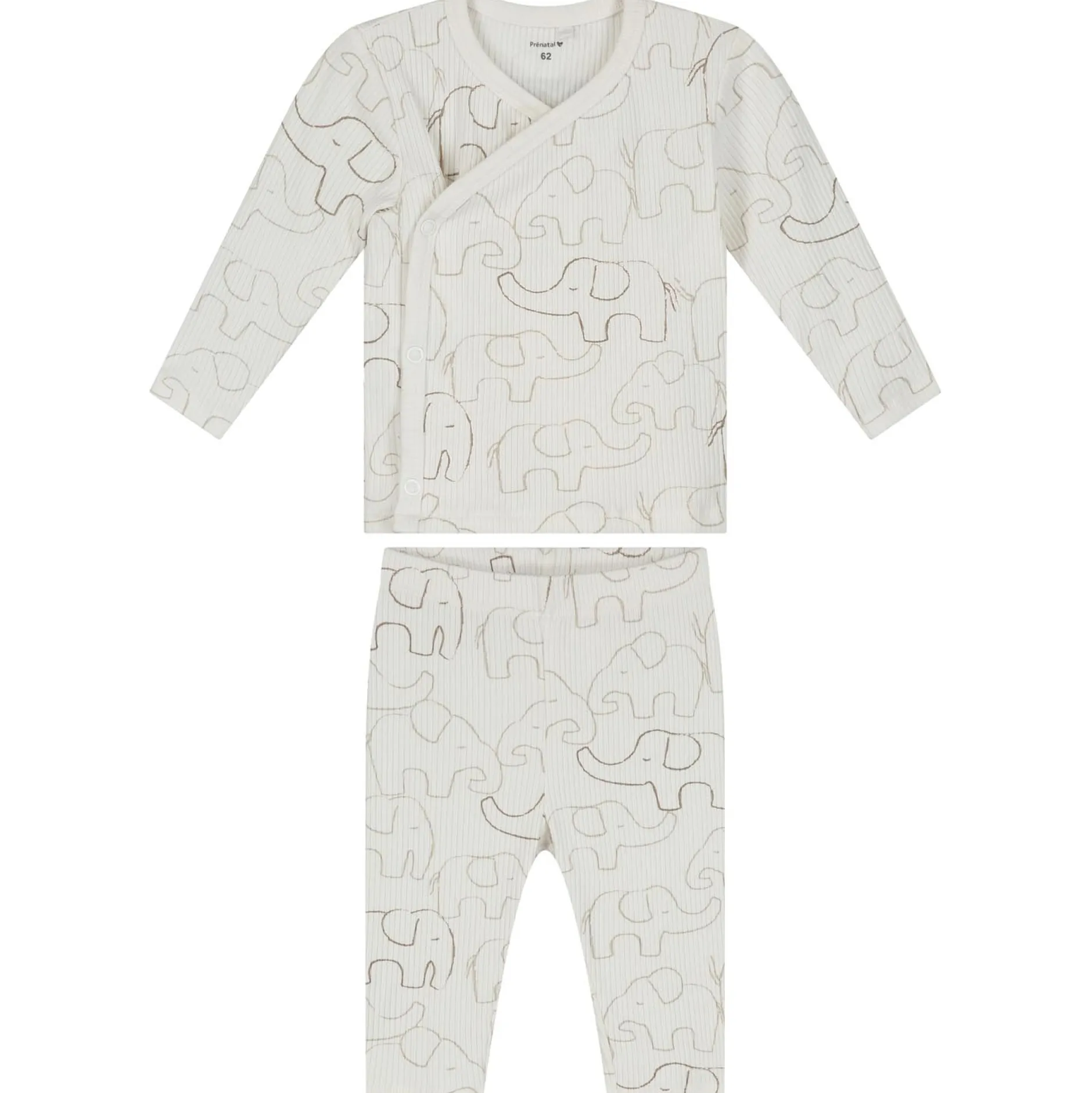 Boxen|Pyjama's*Prénatal baby pyjama otis rib wit Ivory White