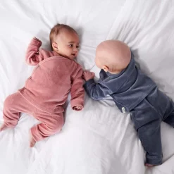Pyjama's|Pyjama's*Prénatal baby pyjama rib velour blauw Steel Blue