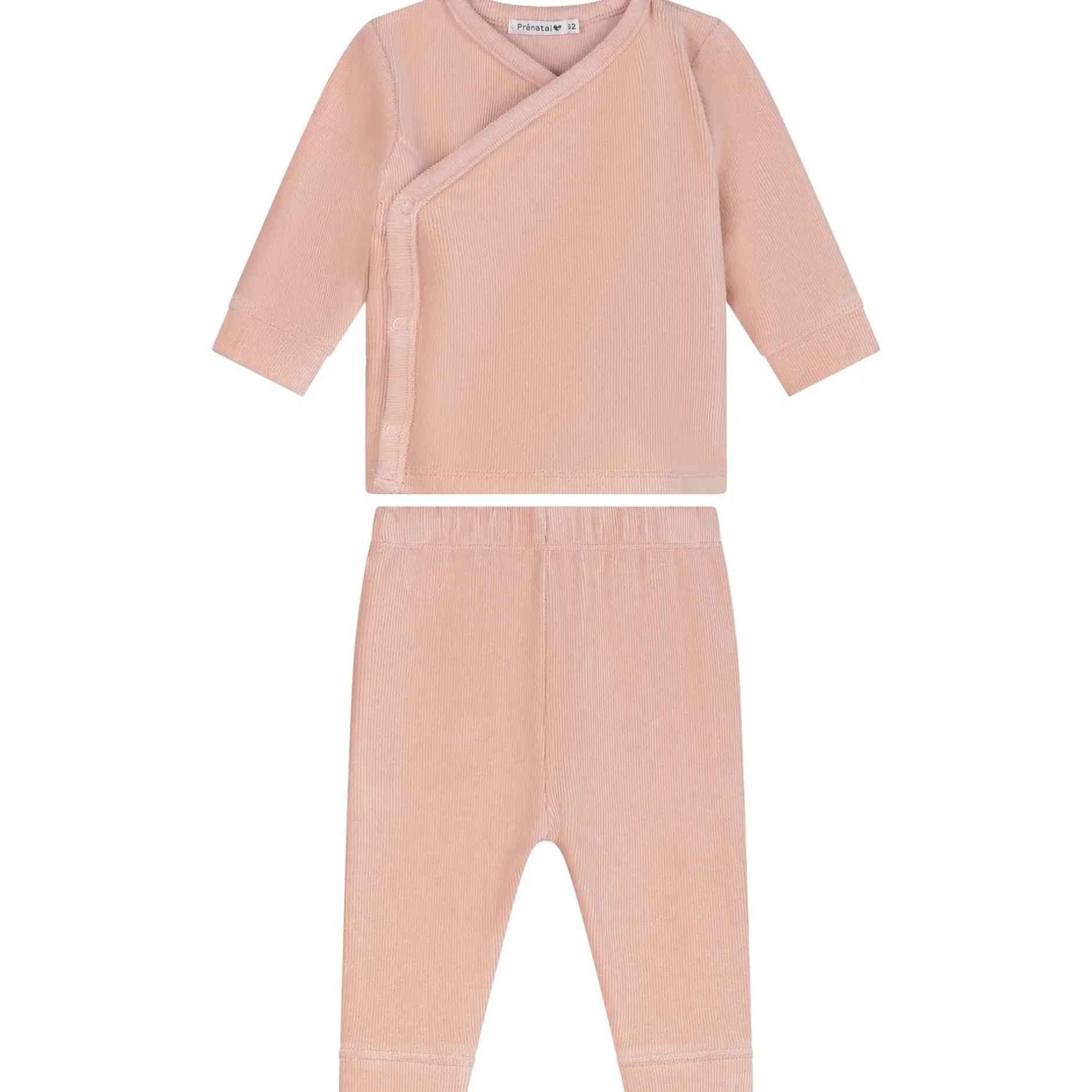 Pyjama's|Pyjama's*Prénatal baby pyjama rib velour roze Powder Pink
