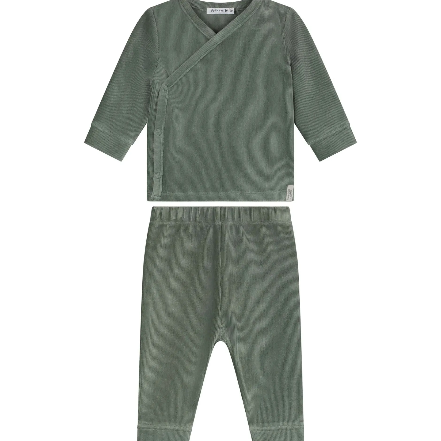 Pyjama's|Pyjama's*Prénatal baby pyjama rib velour groen Dark Greenshade