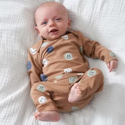 Pyjama's|Pyjama's*Prénatal baby pyjama smiley bruin Dark Sand Brown