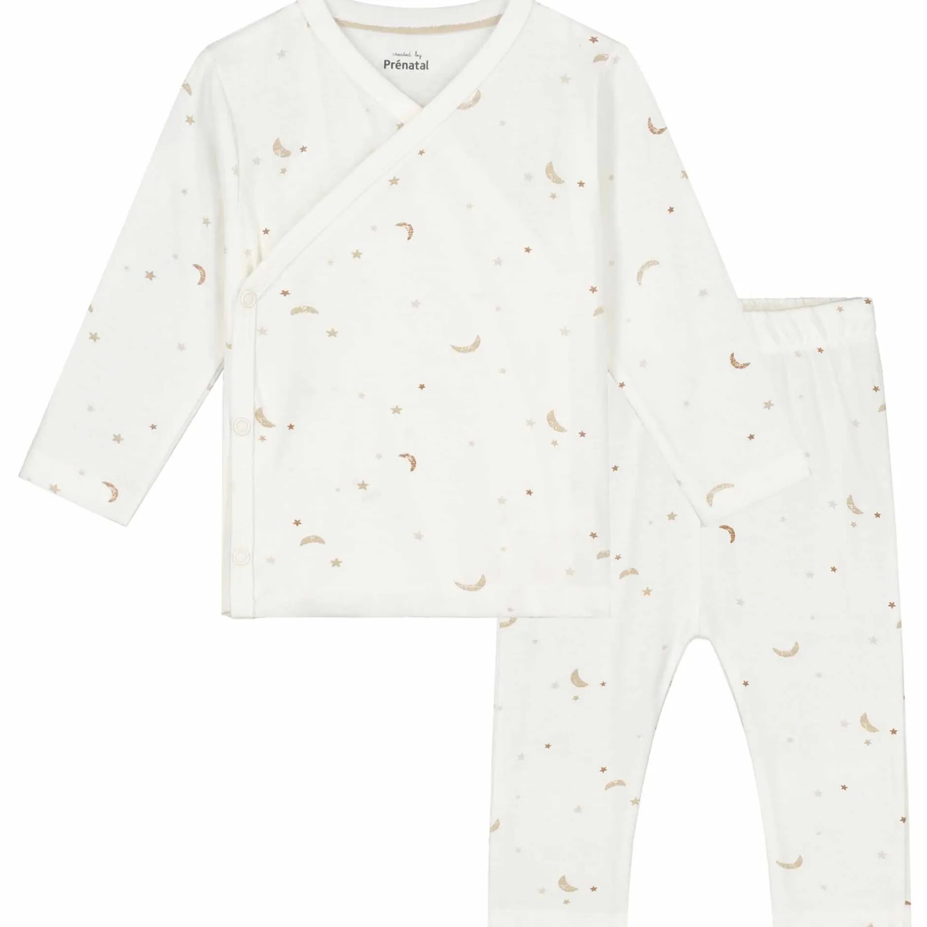 Pyjama's|Pyjama's*Prénatal baby pyjama ster en maan wit Ivory White