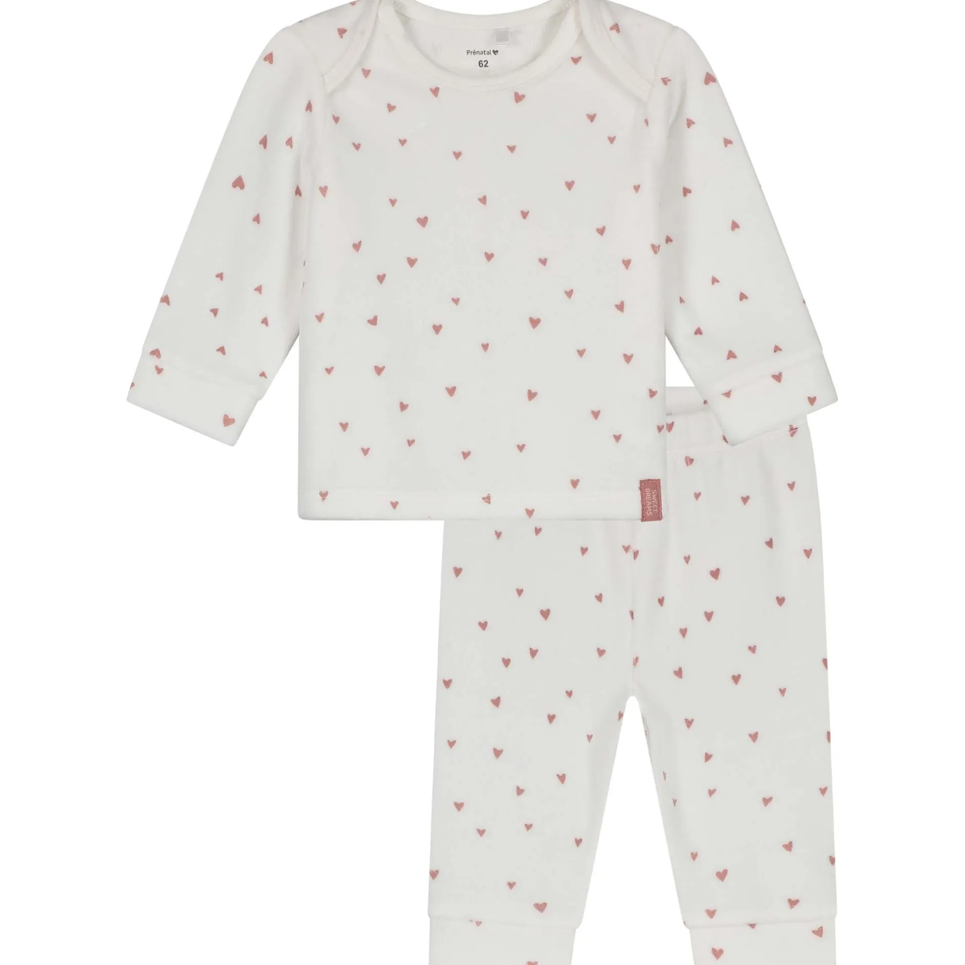 Pyjama's|Pyjama's*Prénatal baby pyjama velvet hart wit Ivory White