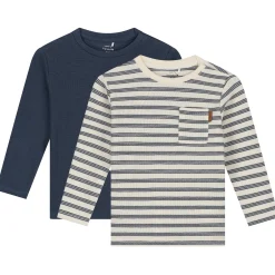 Shirts & Blouses|Shirts & Blouses*Prénatal baby shirt 2 stuks lange mouwen strepen blauw Dark Bluegrey