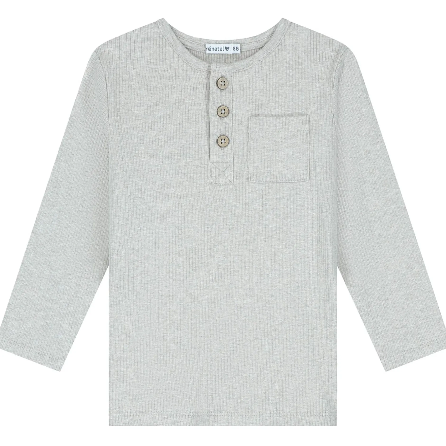 Shirts & Blouses|Shirts & Blouses*Prénatal baby shirt lange mouwen effen grijs Dark Brown Melange