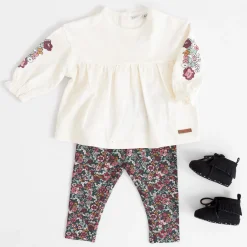 Broeken & Leggings|Shirts & Blouses*Prénatal baby shirt, legging & schoenen Dark Off-White