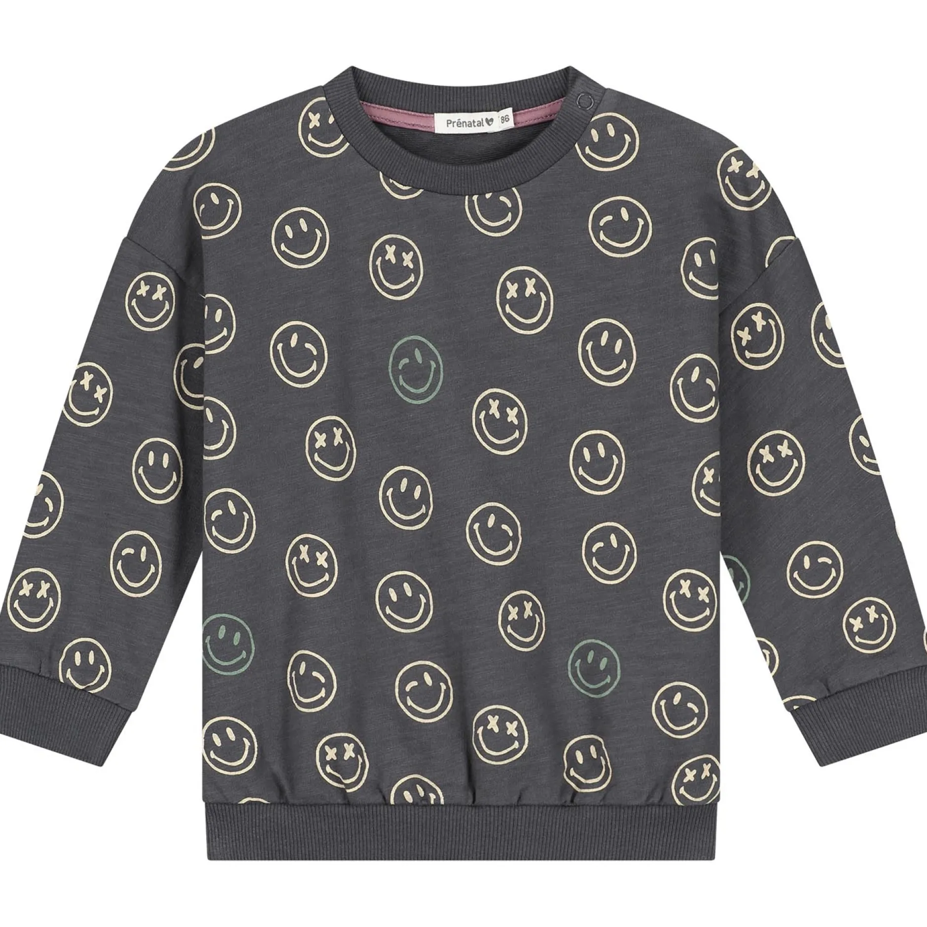 Truien & Vesten|Truien & Sweaters*Prénatal baby sweater lange mouwen all over print grijs Darkgrey