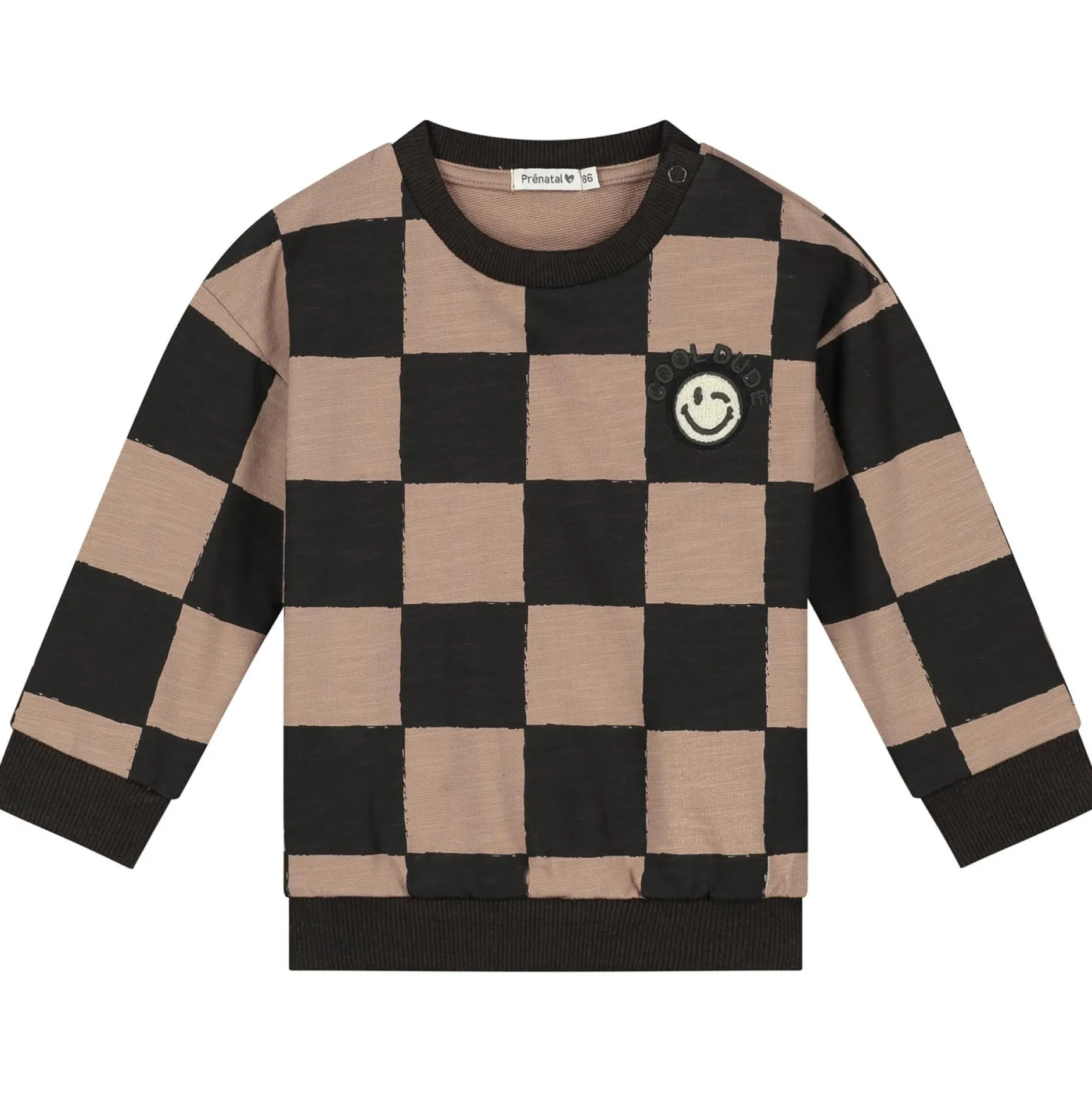 Truien & Vesten|Truien & Sweaters*Prénatal baby sweater lange mouwen ruit bruin Light Mud Brown