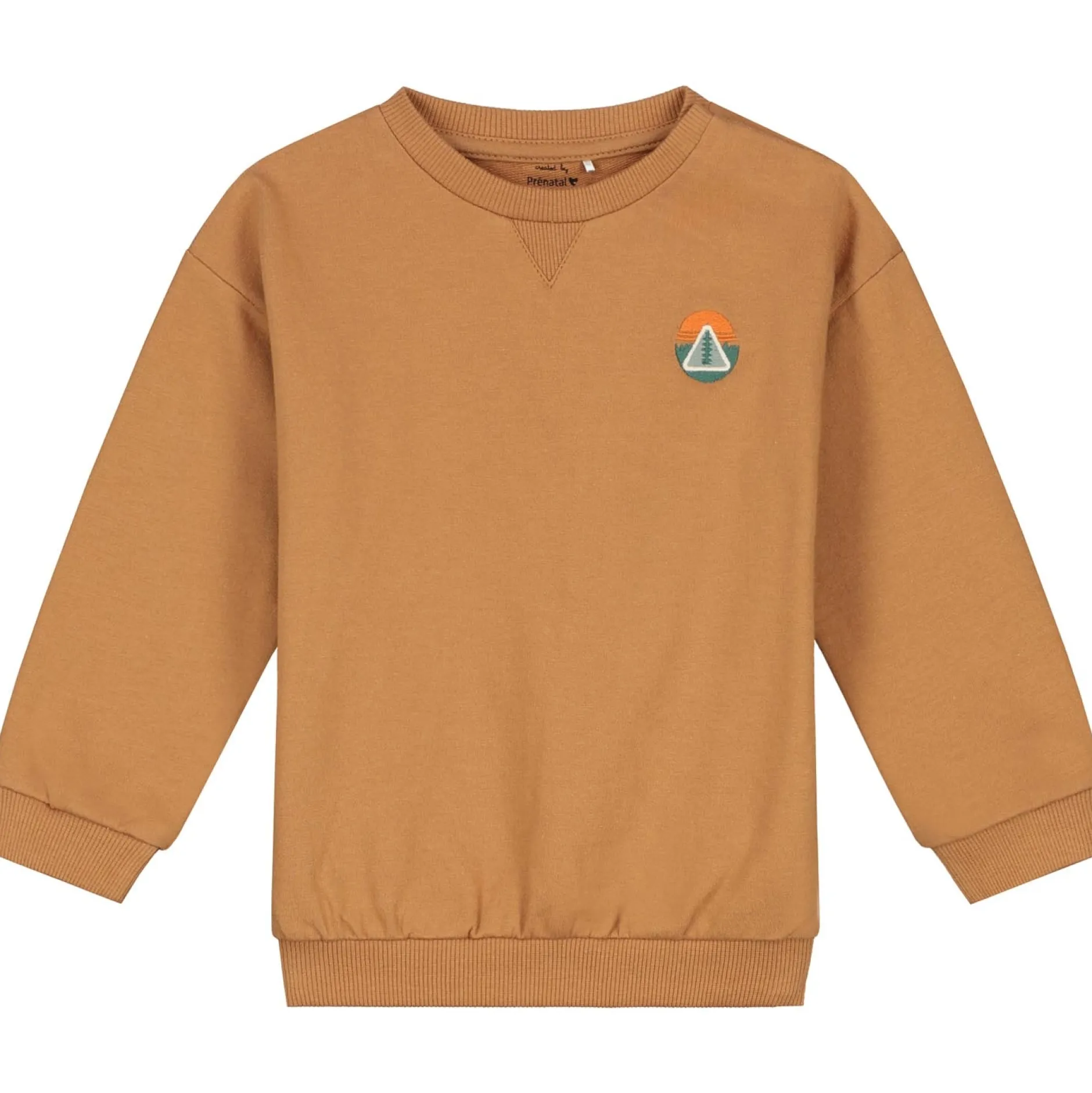 Truien & Vesten|Truien & Sweaters*Prénatal baby sweater lange mouwen logo bruin Dark Yellow Brown