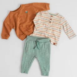 Truien & Vesten|Truien & Sweaters*Prénatal baby sweater lange mouwen logo bruin Dark Yellow Brown