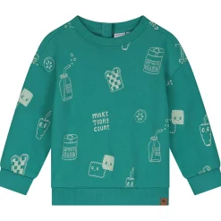 Truien & Vesten|Truien & Sweaters*Prénatal baby sweater lange mouwen all over print groen Dark Turquoise Blue