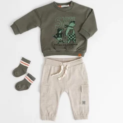 Truien & Vesten|Truien & Sweaters*Prénatal baby sweater lange mouwen printopdruk groen Leaf Gree