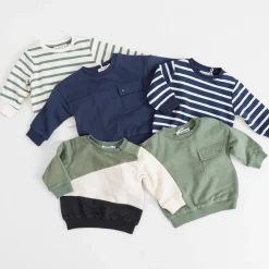 Truien & Vesten|Truien & Sweaters*Prénatal baby sweater lange mouwen strepen groen Light Khaki Green