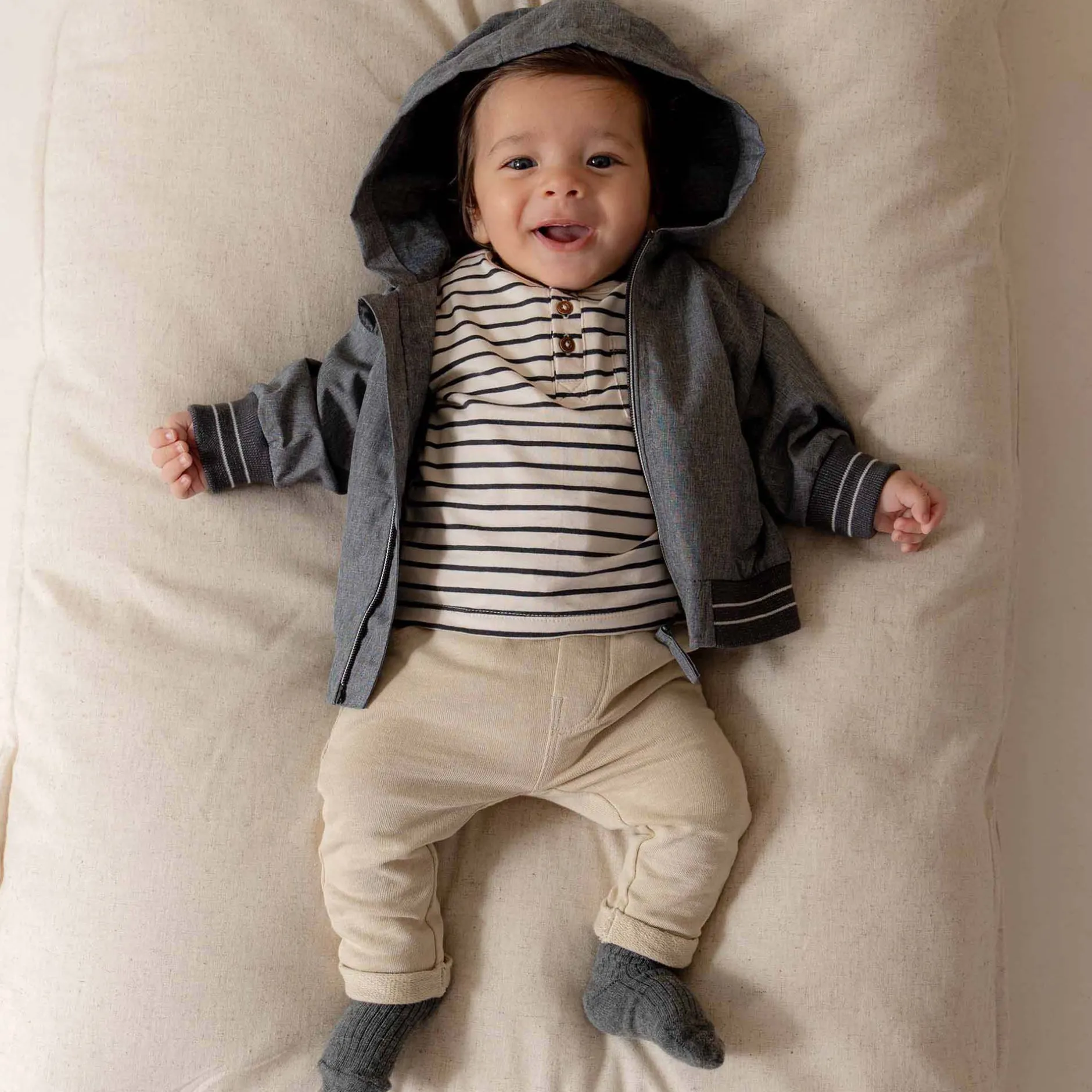 Shirts & Blouses|Shirts & Blouses*Prénatal baby T-shirt lange mouwen strepen antraciet Dark Stone Grey