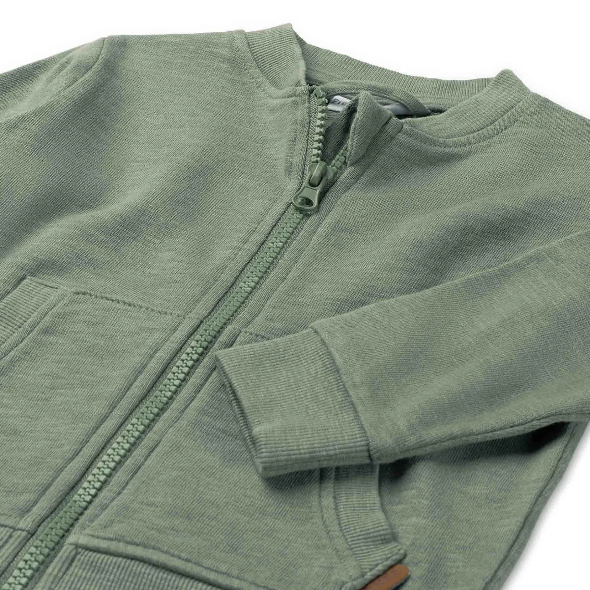 Truien & Vesten|Vesten*Prénatal baby vest lange mouwen tekst groen Light Khaki Green