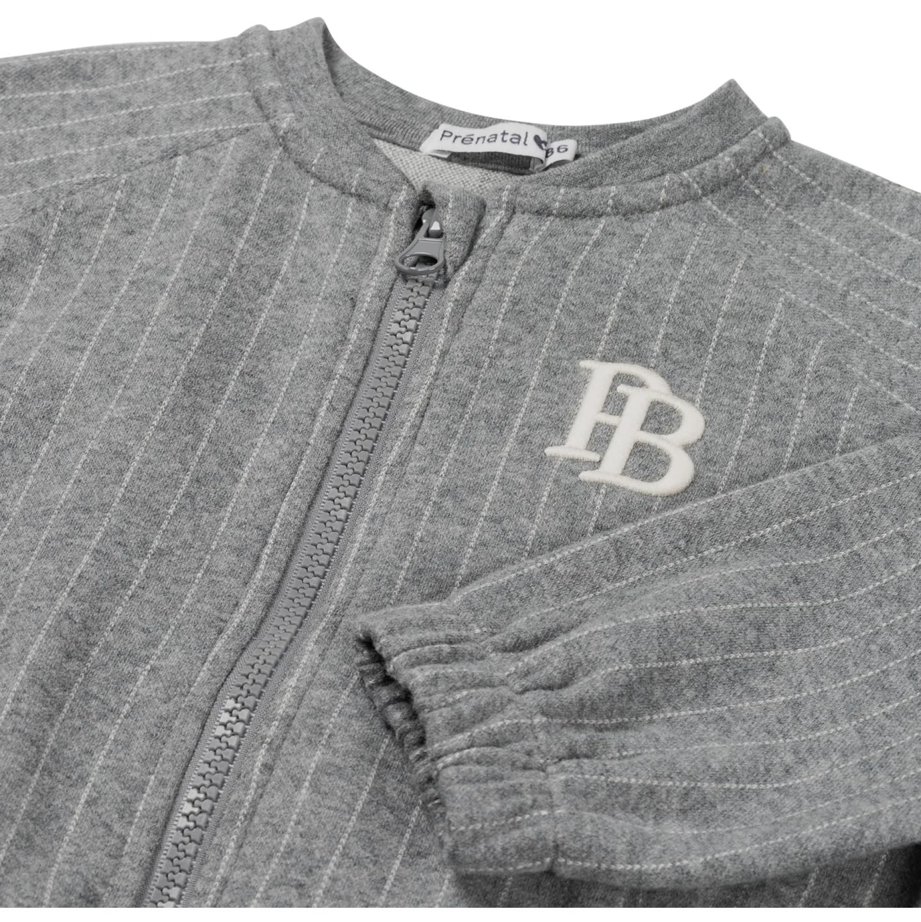 Truien & Vesten|Vesten*Prénatal baby vest lange mouwen strepen grijs Dark Stone Melange