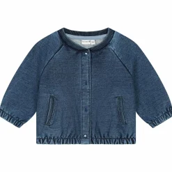 Truien & Vesten|Vesten*Prénatal baby vest lange mouwen effen blauw Mid Blue Denim