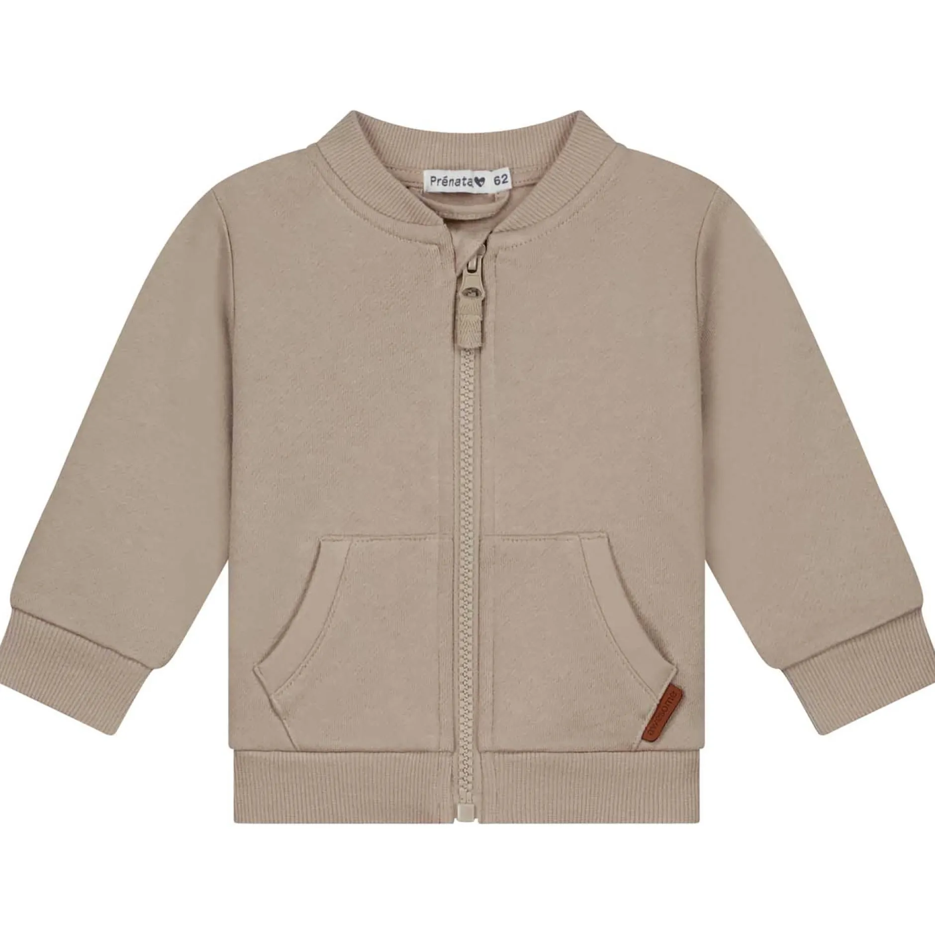 Truien & Vesten|Vesten*Prénatal baby vest lange mouwen effen beige Mid Bisquit