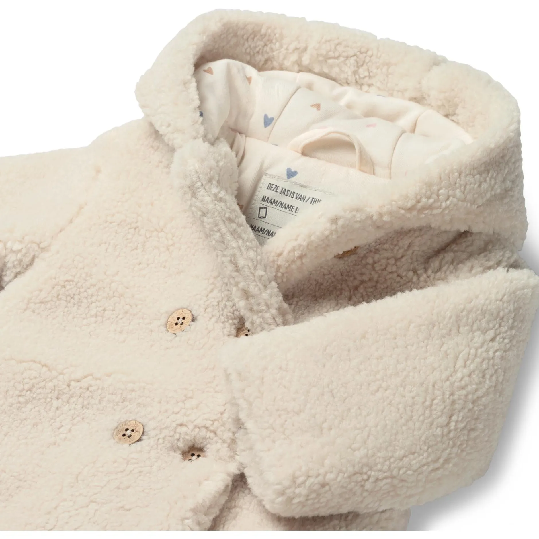 Jassen|Jassen*Prénatal baby winterjas lange mouwen effen wit Off-White