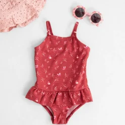 Zwemkleding|Zwemkleding*Prénatal badpak vlinders effen rood Winered