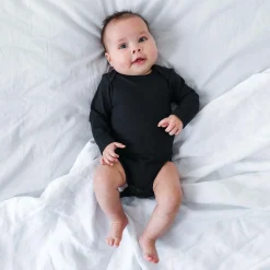 Rompers|Rompers*Prénatal basis romper lange mouwen effen zwart Black
