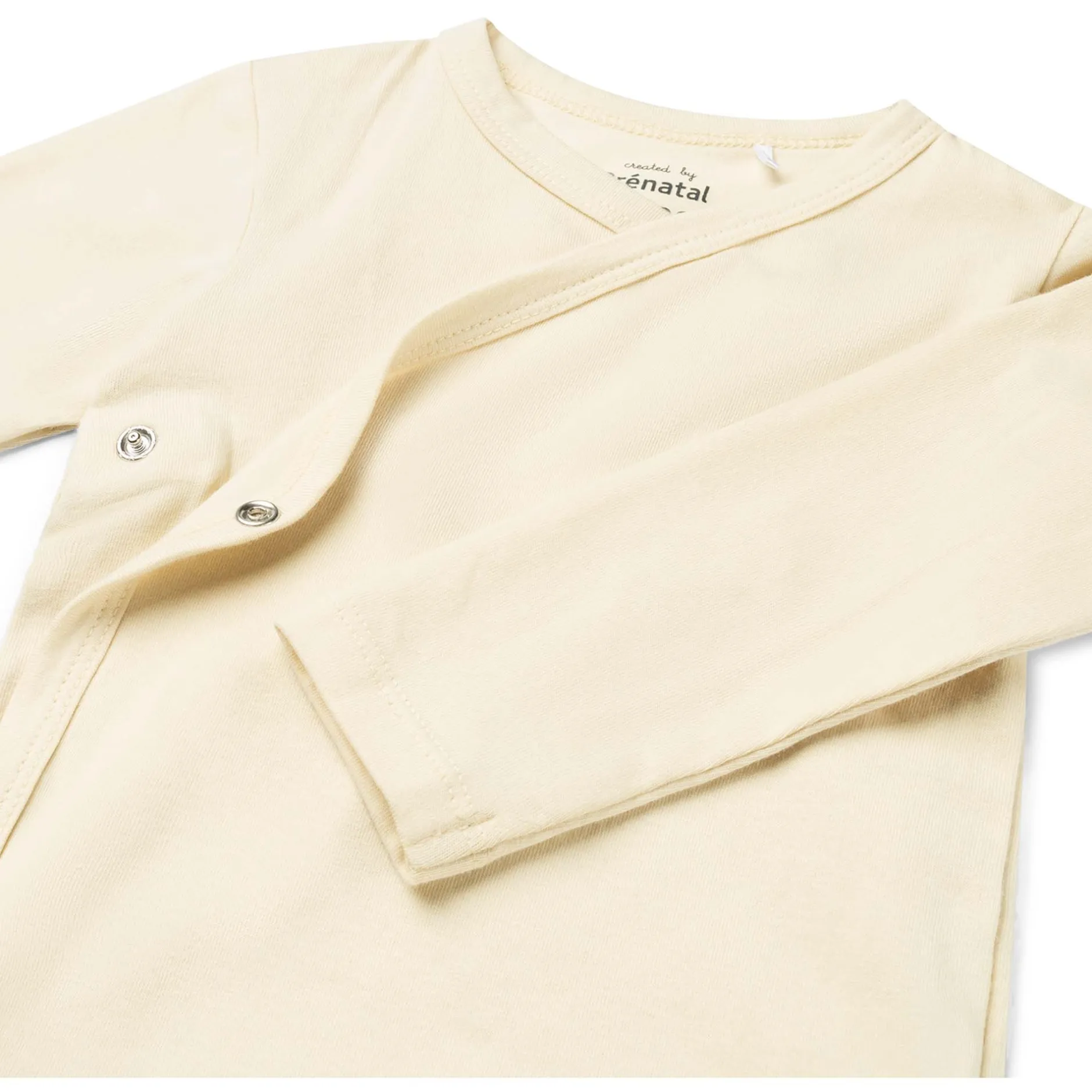 Rompers|Rompers*Prénatal basis romper met overslag lange mouwen effen beige Light Ecru