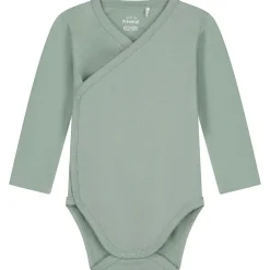Rompers|Rompers*Prénatal basis romper met overslag lange mouwen effen groen Midgreen