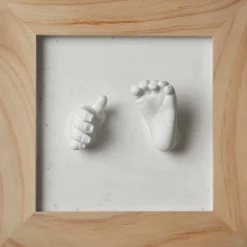 Kraamcadeaus|Zwangerschapscadeaus*Prénatal fotolijst met 3D gipsafdruk naturel
