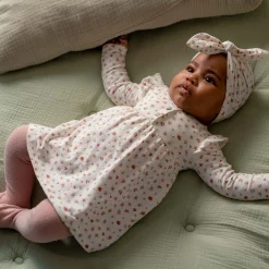 Mutsjes & Haarbandjes|Jurken*Prénatal Hello new day newborn jurk & tulband muts Powder Pink