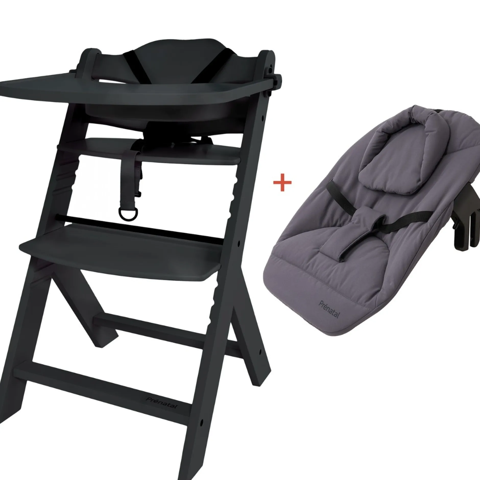 Wipstoelen & Bouncers*Prénatal houten kinderstoel Evan bundel zwart
