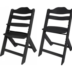 Wipstoelen & Bouncers*Prénatal houten kinderstoel Evan bundel zwart