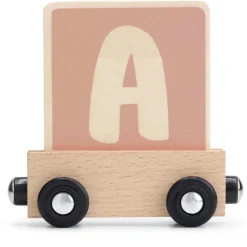 Lettertreinen*Prénatal houten namentrein letter A Powder Pink
