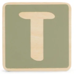 Lettertreinen*Prénatal houten namentrein letter T Midgreen