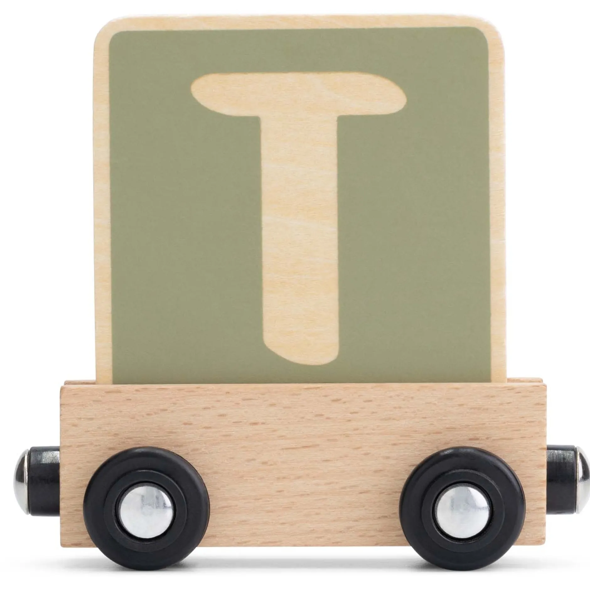 Lettertreinen*Prénatal houten namentrein letter T Midgreen