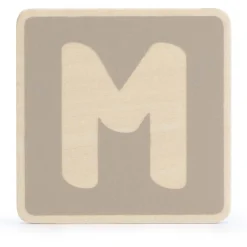 Lettertreinen*Prénatal houten namentrein letter M Taupebrown