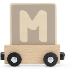 Lettertreinen*Prénatal houten namentrein letter M Taupebrown