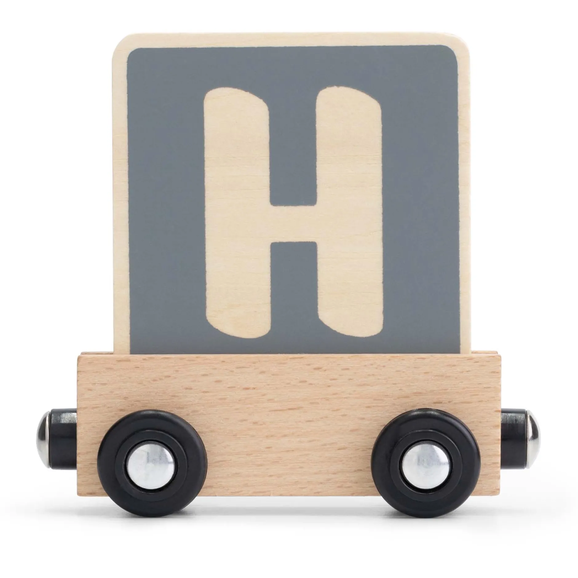 Lettertreinen*Prénatal houten namentrein letter H Stonegrey