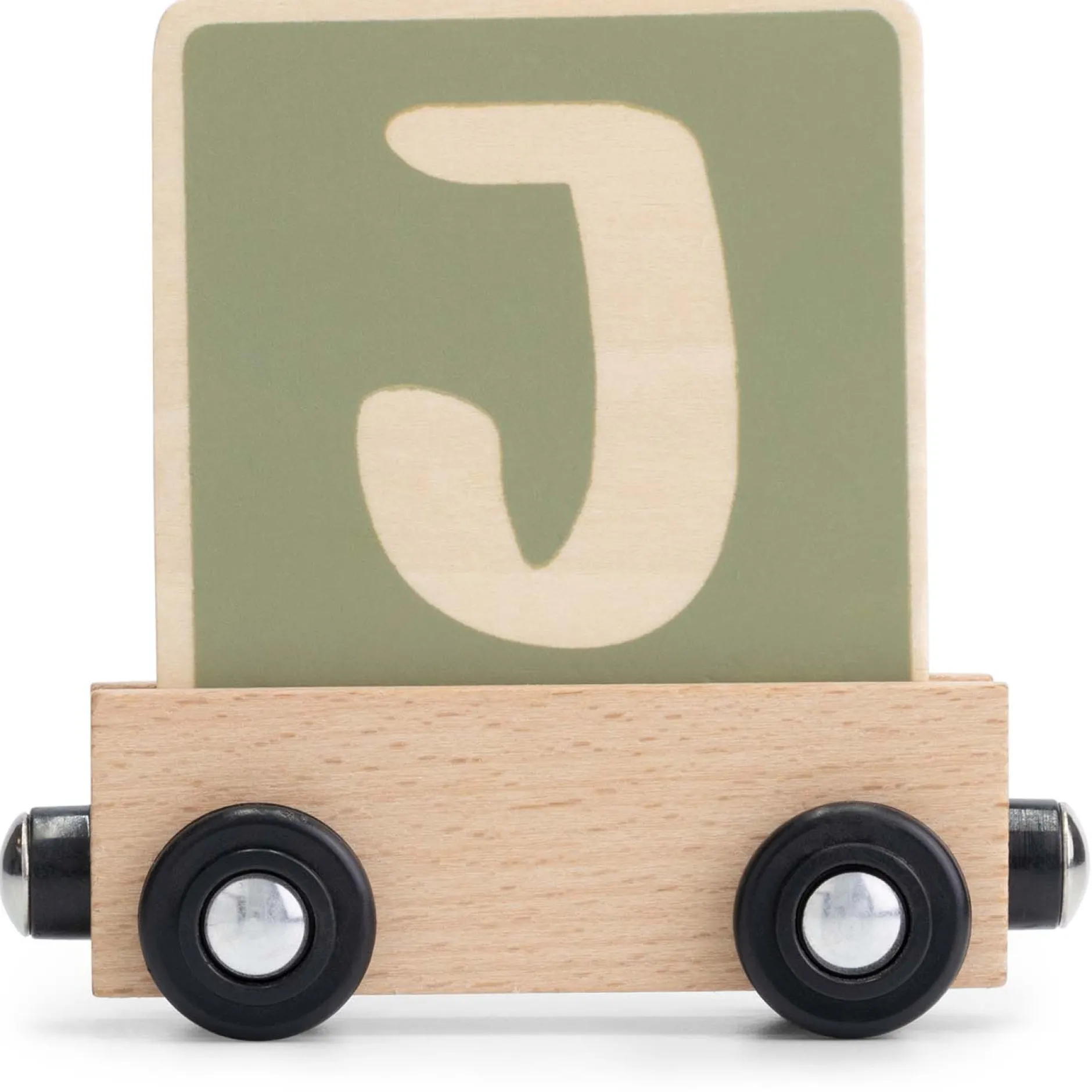 Lettertreinen*Prénatal houten namentrein letter J Midgreen