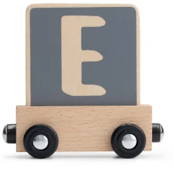 Lettertreinen*Prénatal houten namentrein letter E Stonegrey