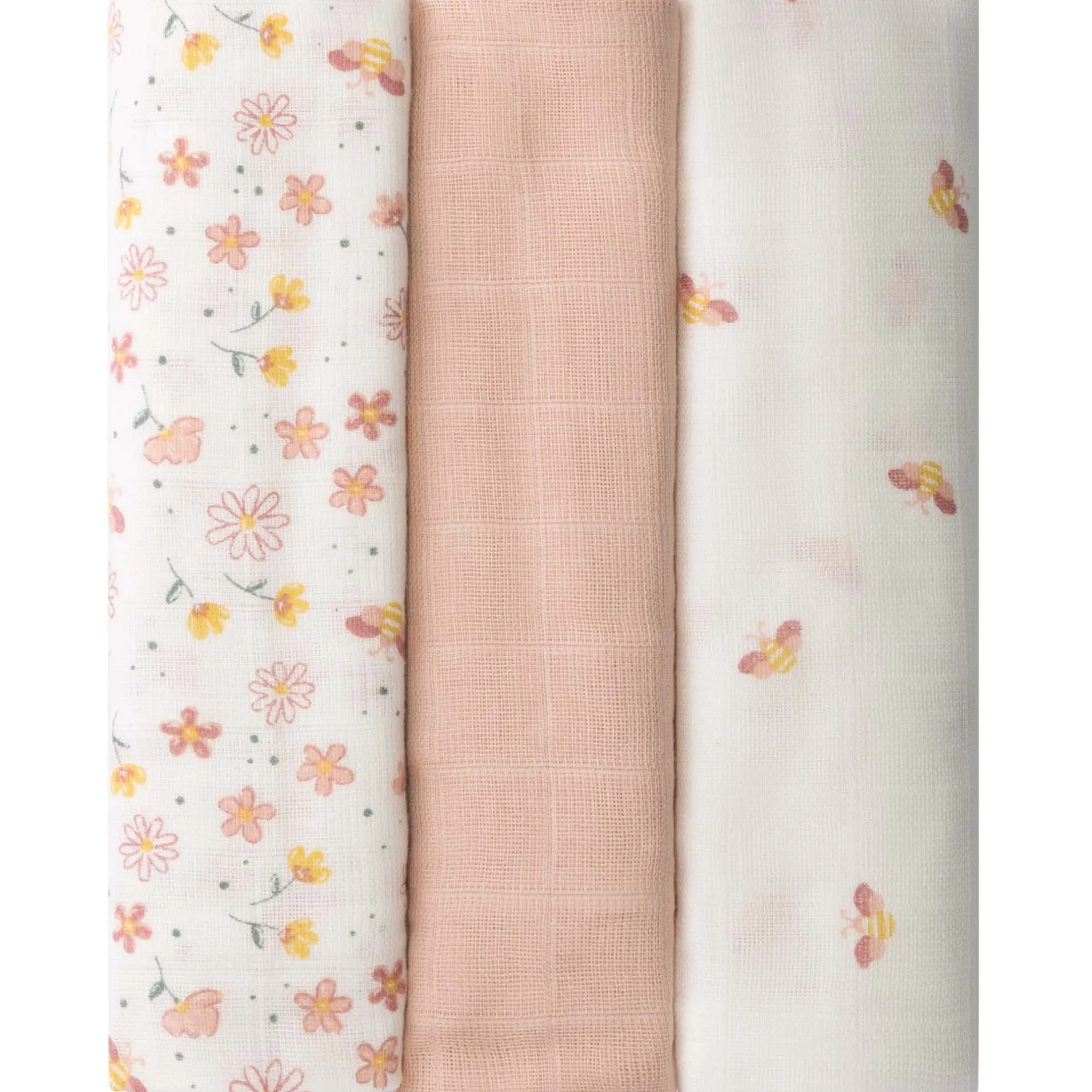 Doeken & Luiers*Prénatal hydrofiele luiers bloemen 3 stuks roze