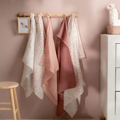 Doeken & Luiers*Prénatal hydrofiele luiers bloemen 3 stuks roze