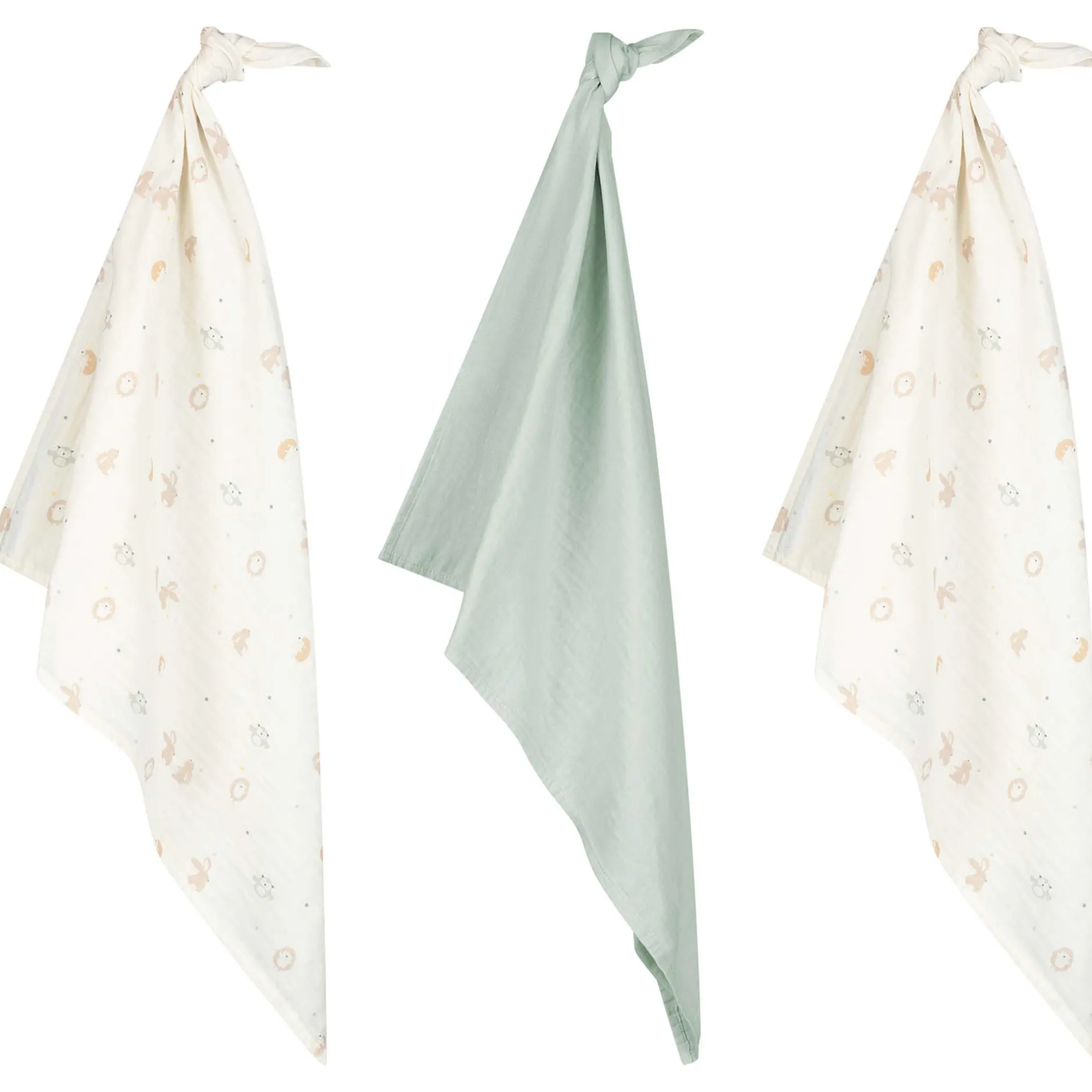 Doeken & Luiers*Prénatal hydrofiele luiers kleine vriendjes 3 stuks mint