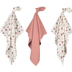 Doeken & Luiers*Prénatal hydrofiele luiers bloemen 3 stuks roze