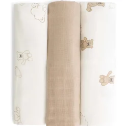 Doeken & Luiers*Prénatal hydrofiele luiers beer 3 stuks  beige