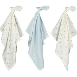 Doeken & Luiers*Prénatal hydrofiele luiers bloemen 3 stuks blauw