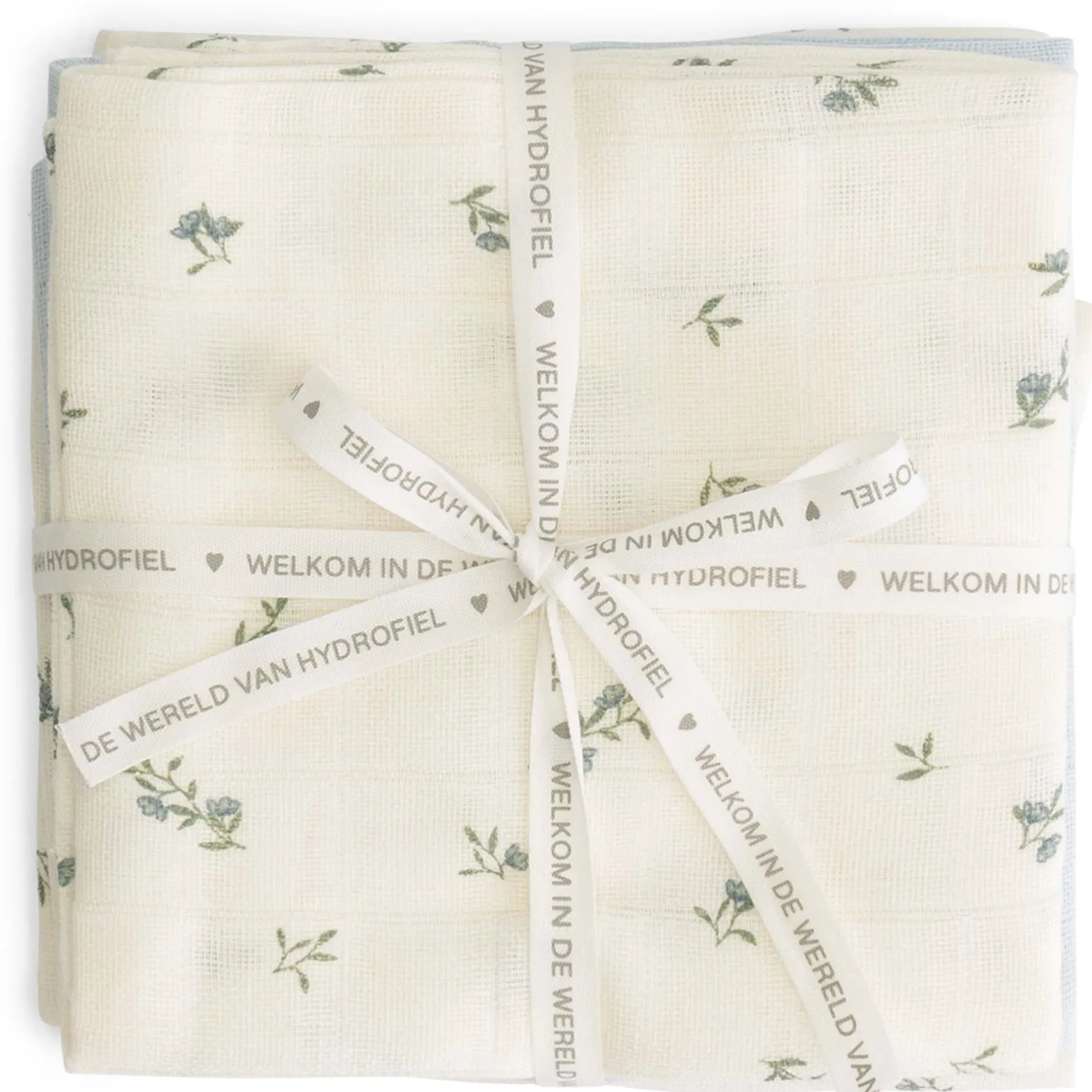 Doeken & Luiers*Prénatal hydrofiele luiers bloemen 3 stuks blauw