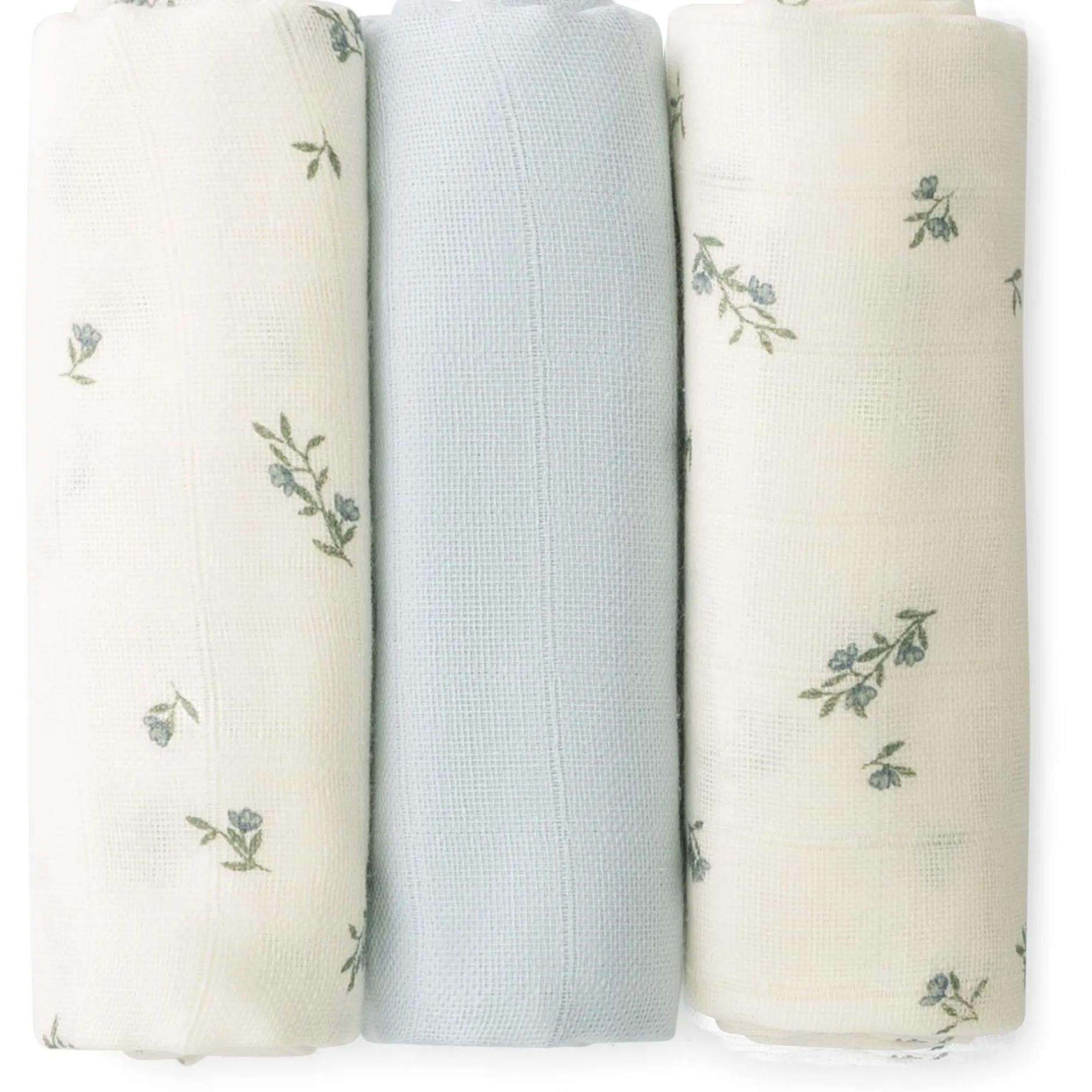 Doeken & Luiers*Prénatal hydrofiele luiers bloemen 3 stuks blauw